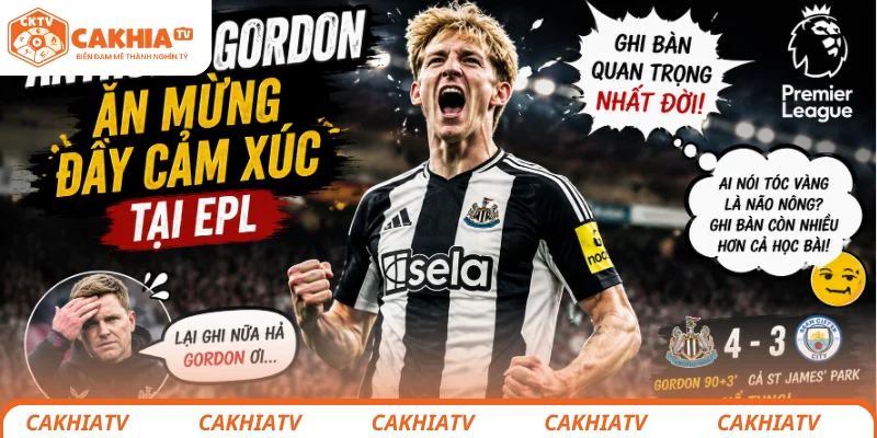 Anthony Gordon ăn mừng đầy cảm xúc tại EPL